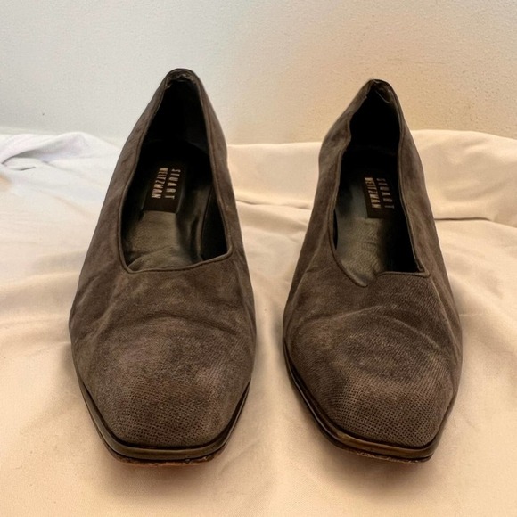 Stuart Weitzman Marymid Grey Suede 90s Mom Style Pump Heel Size 9 - Picture 2 of 14